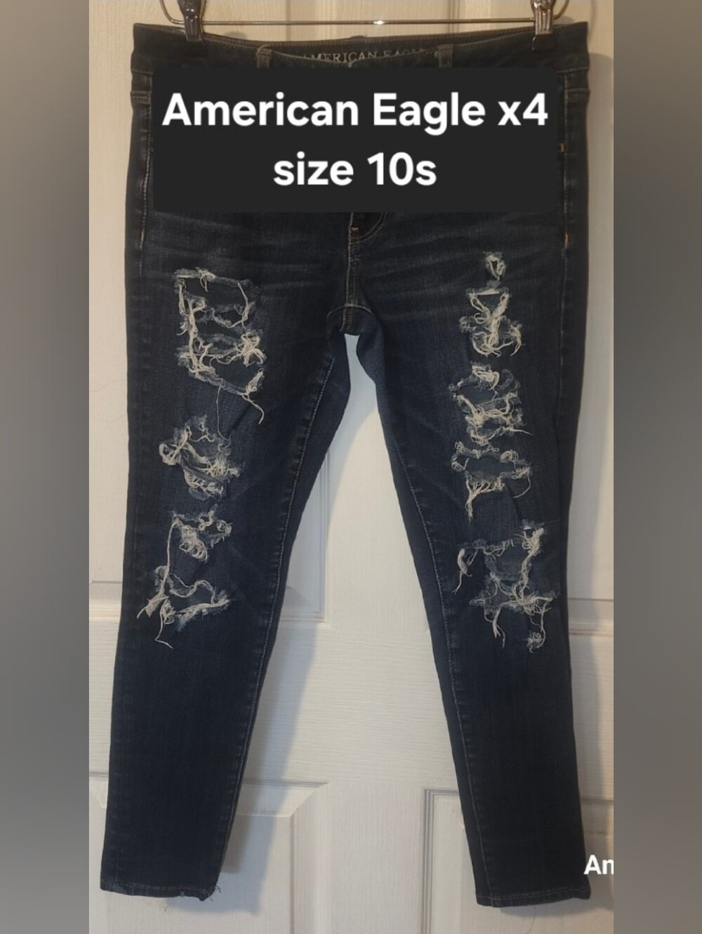 American Eagle Outfitters Dark Blue Distressed Skinny Jeans